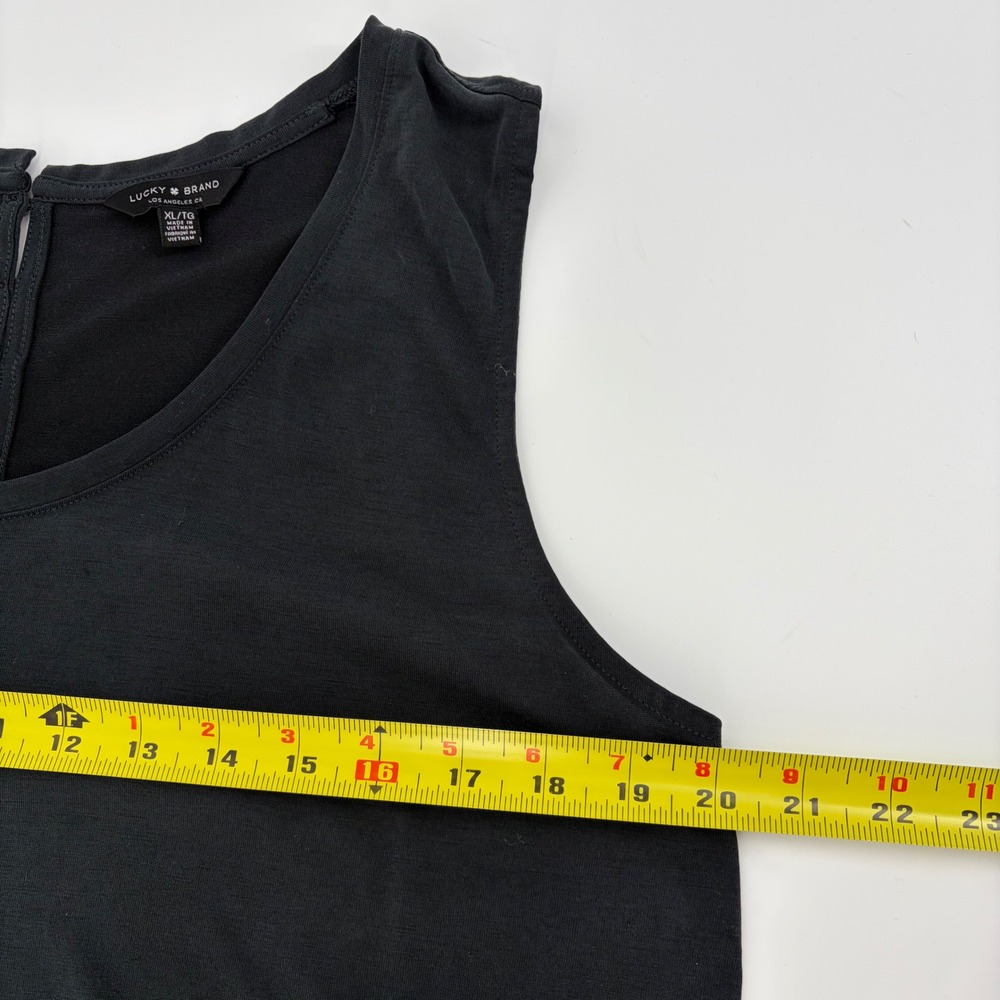 Lucky Brand Tank Top Womens XL Char Black Elevated Button Detail Casual Boho - Picture 5 of 8